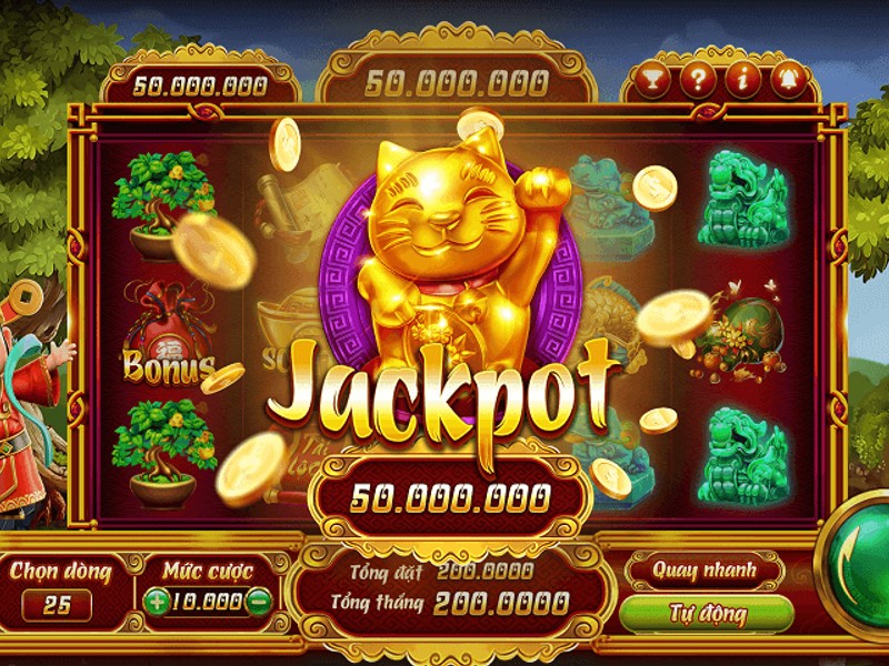 Máy đánh bạc 13win với biểu tượng tiền vàng và jackpot